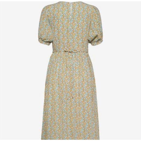 Faithfull the Brand Floral Midi Dress Sz. Small | Puff Sleeve Tie Front Feminine - Picture 8 of 15